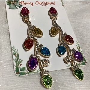 GoldTone Colorful Christmas Light Bulb Statement  post Drop earrings